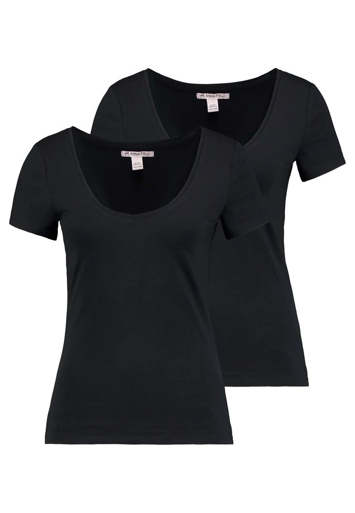 T-Shirt ANNA FIELD Anna Field 2 Pack Noir Femme | ZVG-5315087